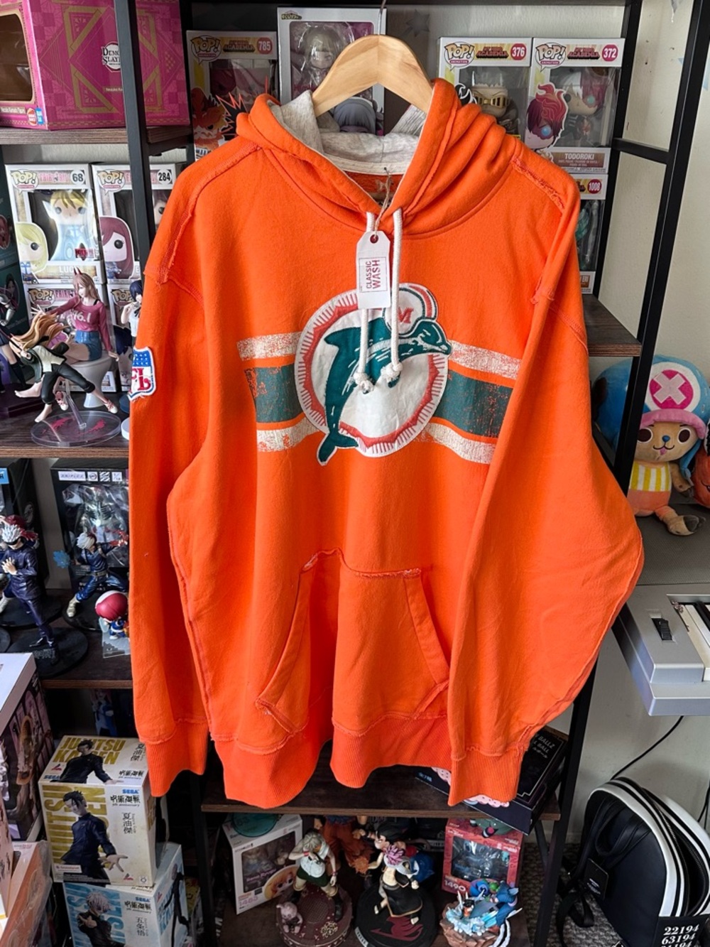 NFL Vintage Collection Miami Dolphins Orange Hoodie NWT Men’s 2XL Big Logo